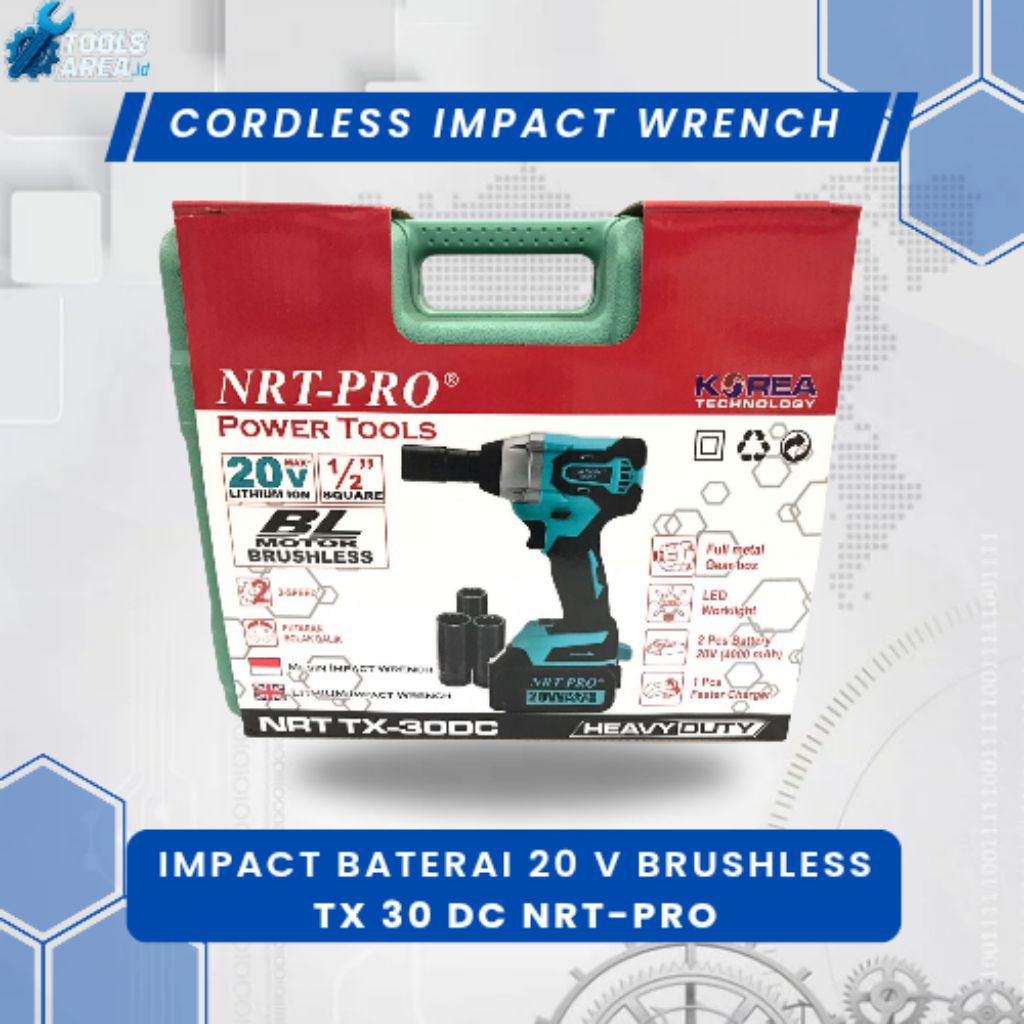 CORDLESS IMPACT BATTERY 20 VOLT BRUSHLESS / IMPACT WRENCH SQUARE TX 30 DC NRT-PRO