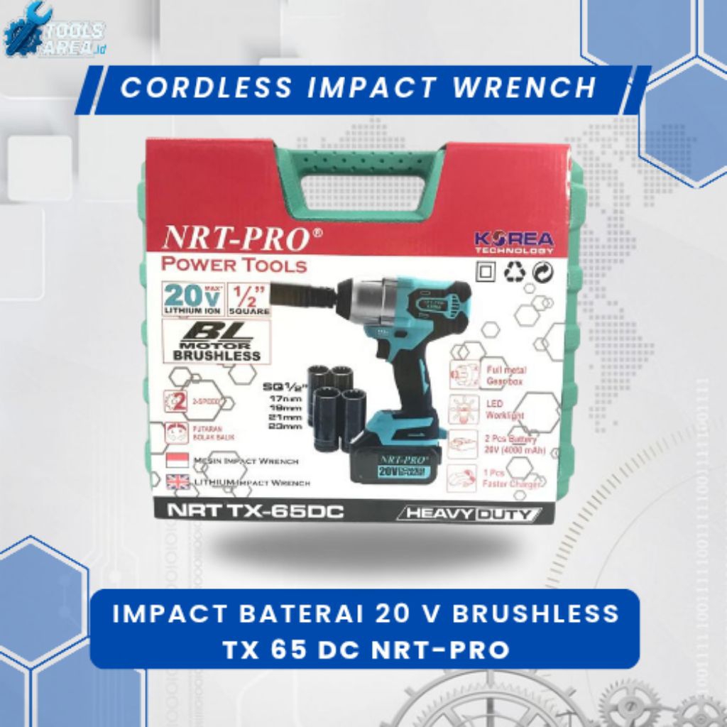 CORDLESS IMPACT BATTERY 20 VOLT BRUSHLESS / IMPACT WRENCH SQUARE TX 65 DC NRT-PRO