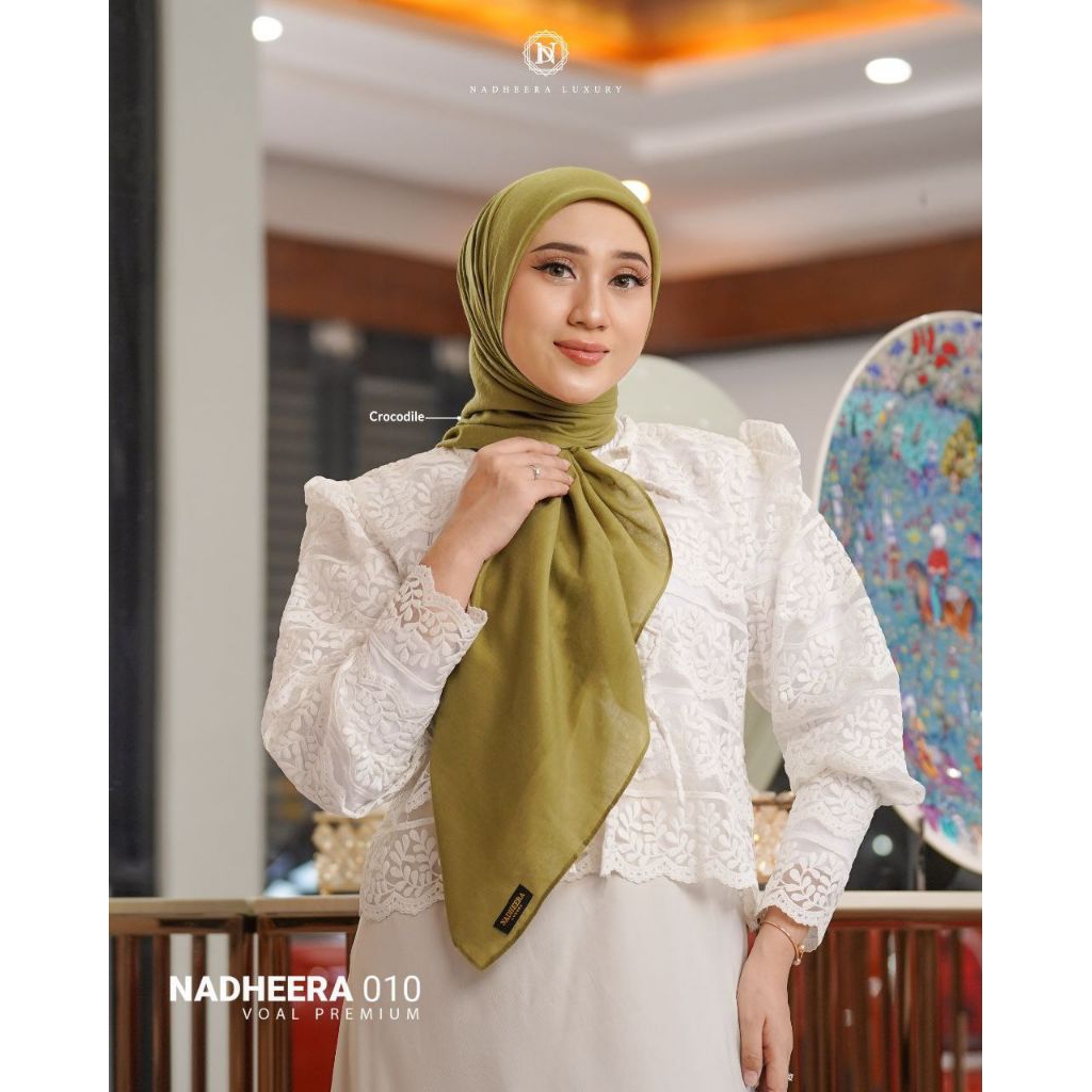 NADHEERA LUXURY Nadheera 010 VARIAN HIJAU || hijab polos || hijab segiempat