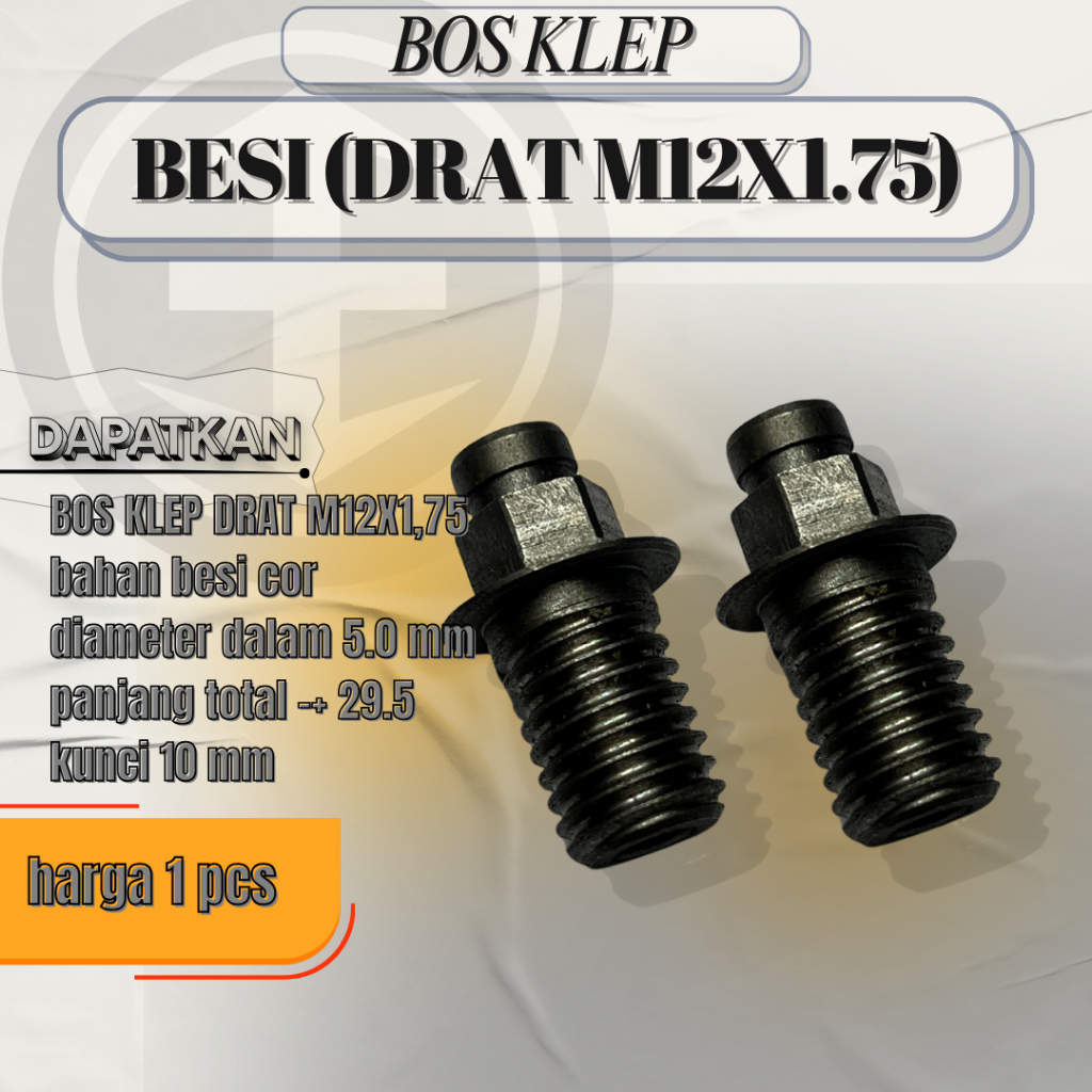 Bos Klep Motor Model Drat M12x1.75 | Material Besi Cor | Kepala Kunci 10 mm | Inner 5 mm Belum Reame