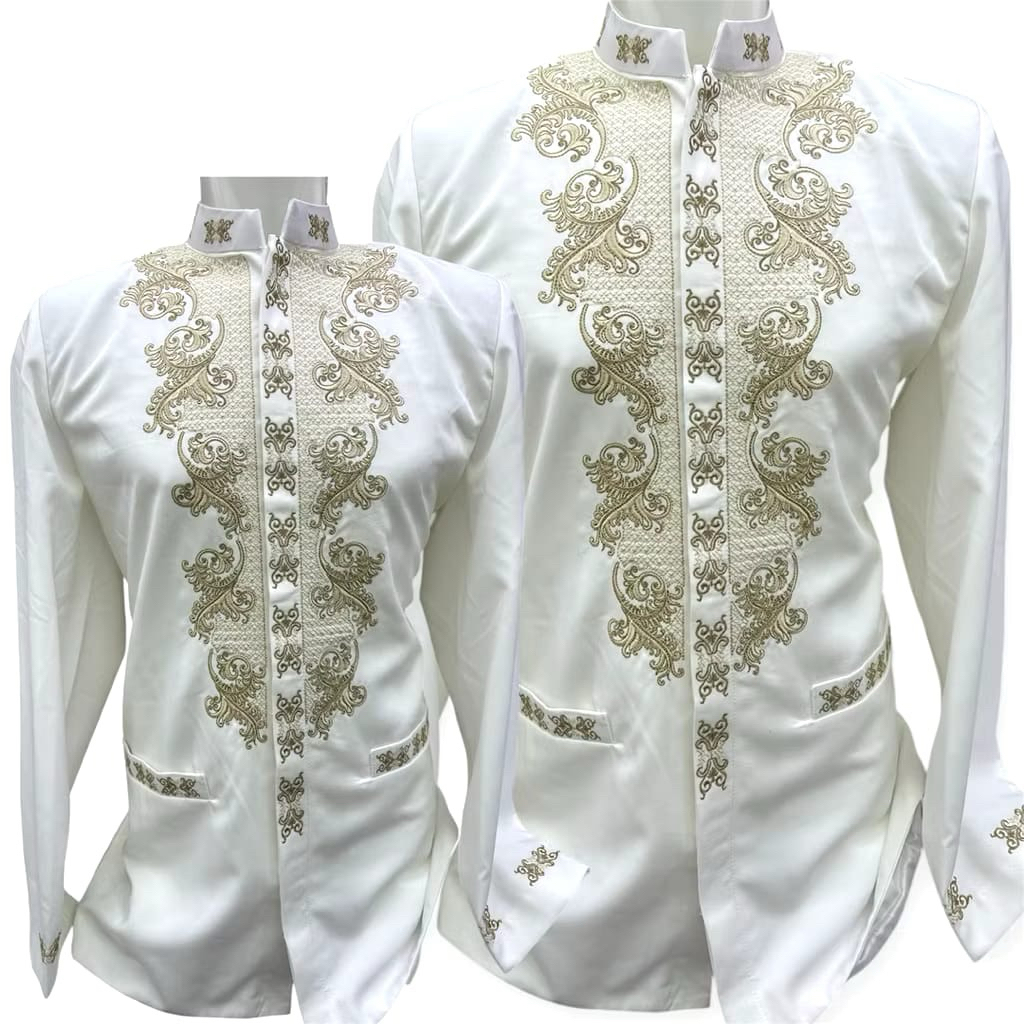 JASKO SALAFY Hitam dan putih Bordir Gold, Bahu Busa // Pria Dewasa-Remaja