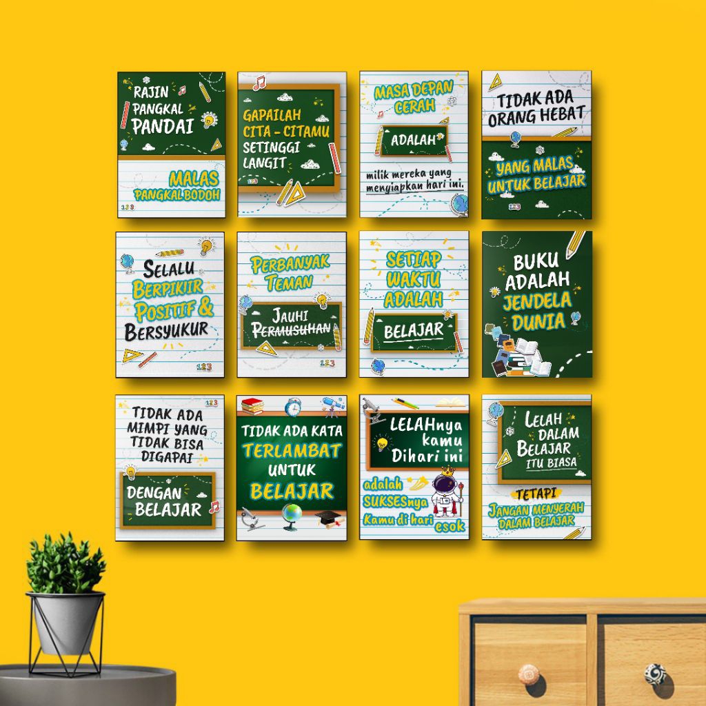 Hiasan Dinding Motivasi Belajar Poster Ruang Kelas Walldecor Sekolah