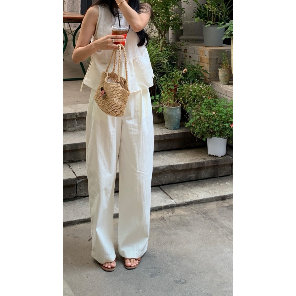 Celana kulot linen putih polos