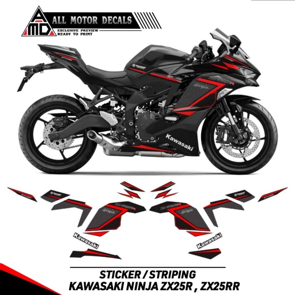 Striping Zx25R, Zx25RR Livery Grafis Carbon / Sticker Ninja Zx 25r / Decal Kawasaki Ninja zx25r, zx2