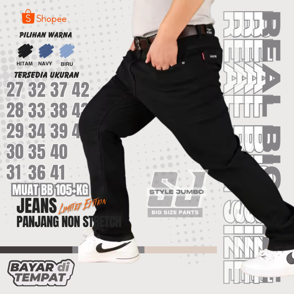S.VALO Original - Celana Jeans Melar Pria Big Size Jumbo Termurah terlaris Ukuran 38-50