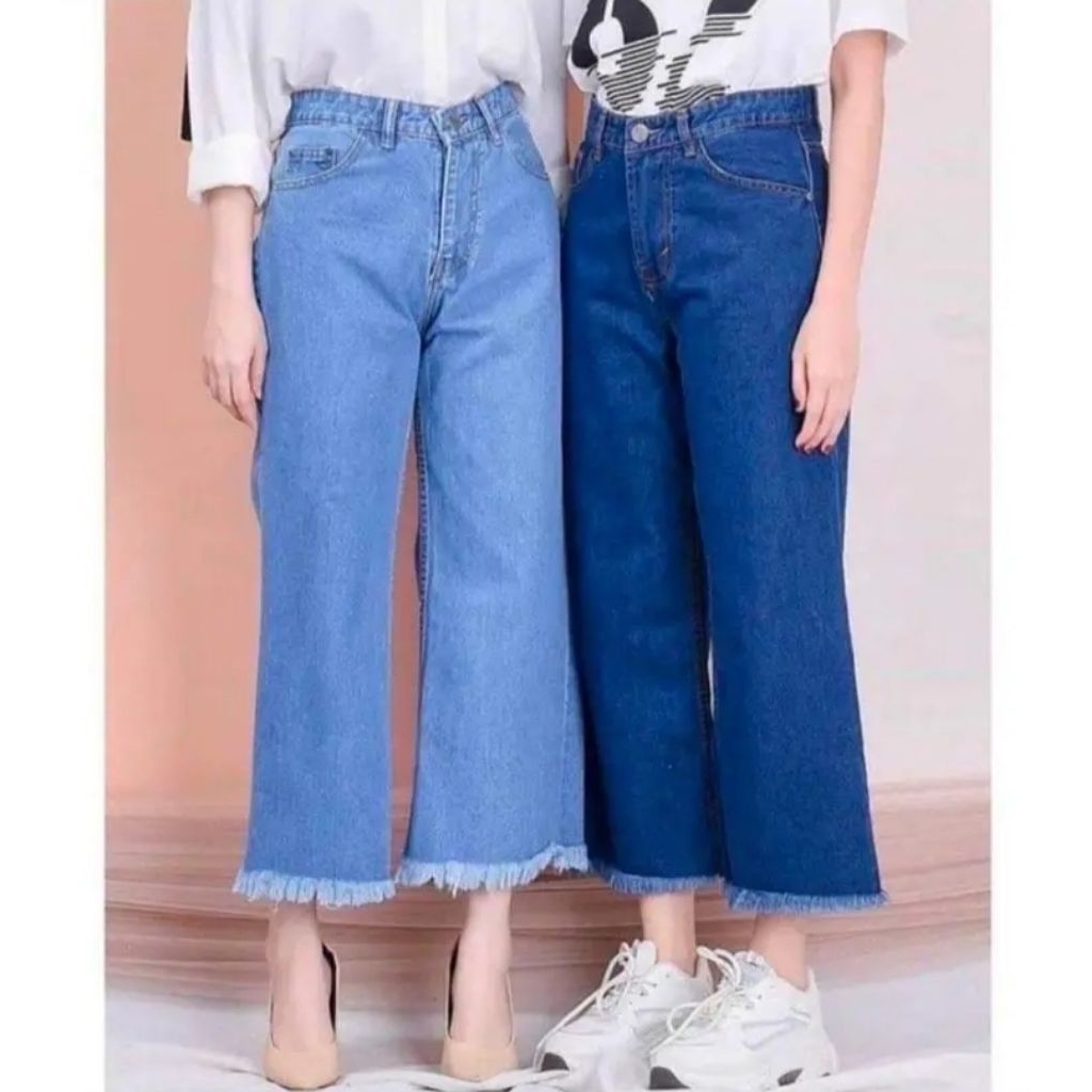 Kulot Jeans rawis ready warna biru denim size 32