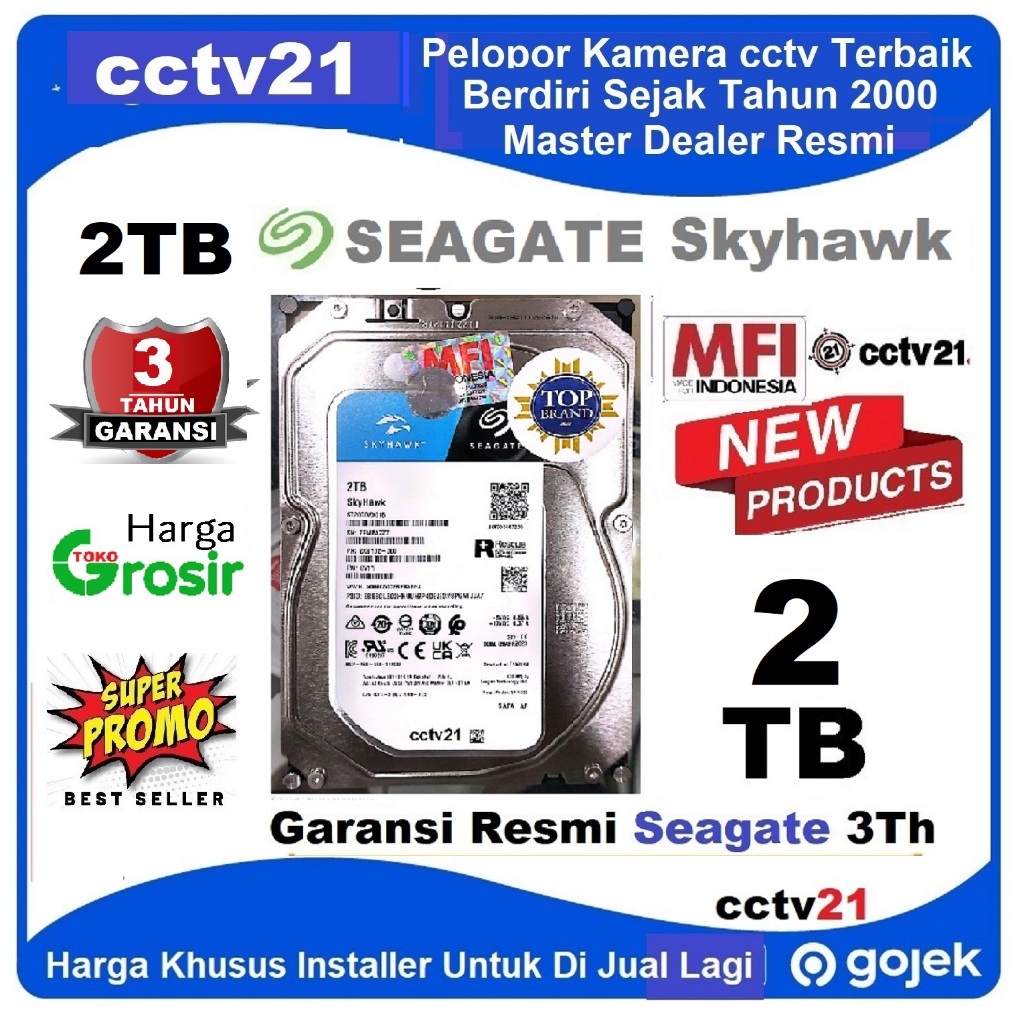 Seagate Skyhawk MFI 2TB Harddisk HDD Khusus CCTV Garansi Resmi Seagate 3Th