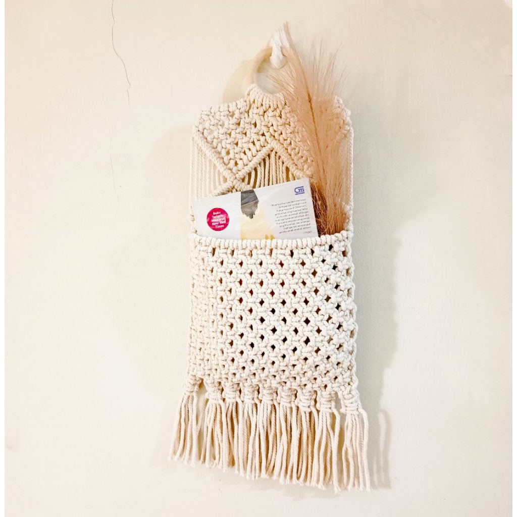 Macrame Hiasan Dinding Gantung Pocket Storage