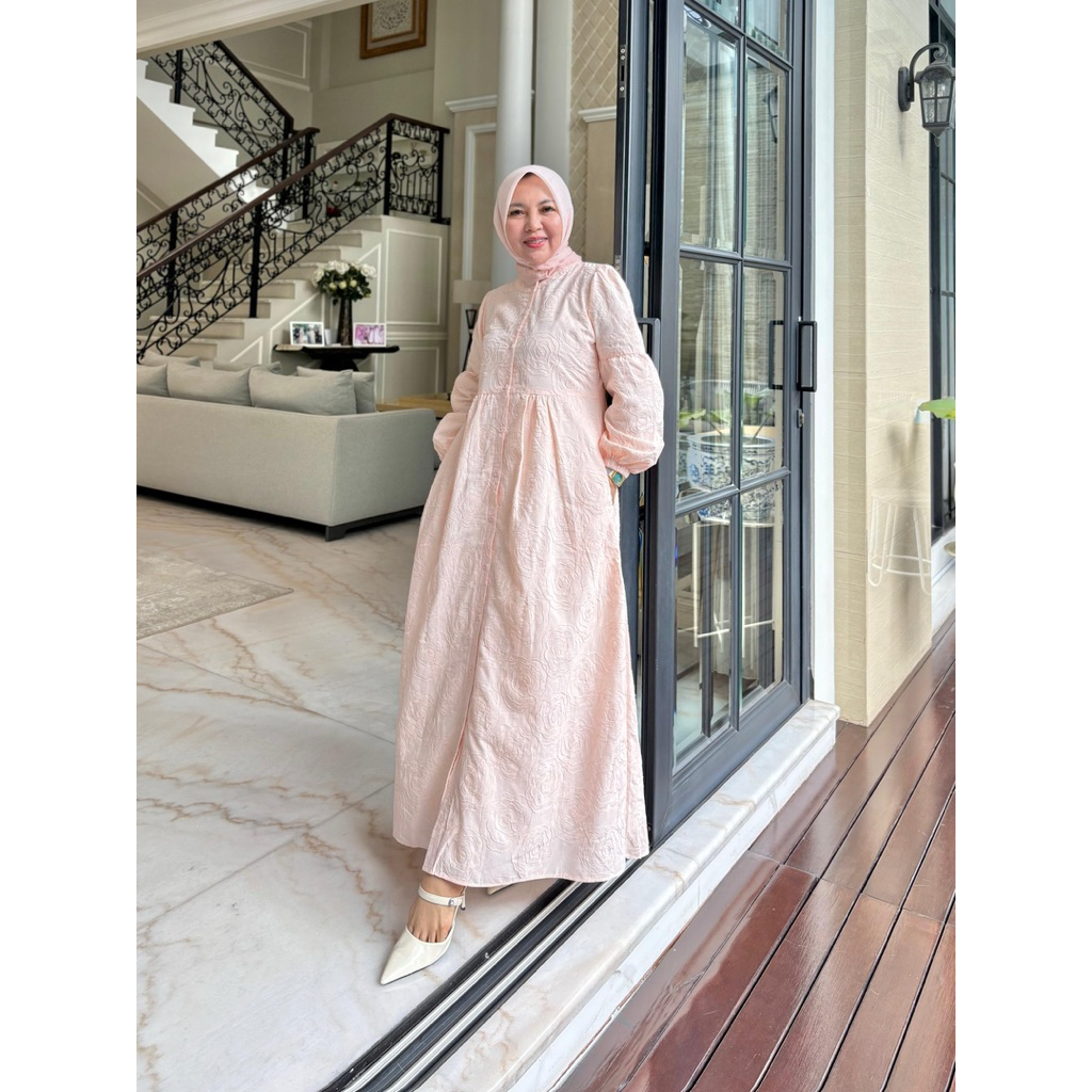 Gamis Katun Bordir exclusuve full furing ori By Edness Kayla