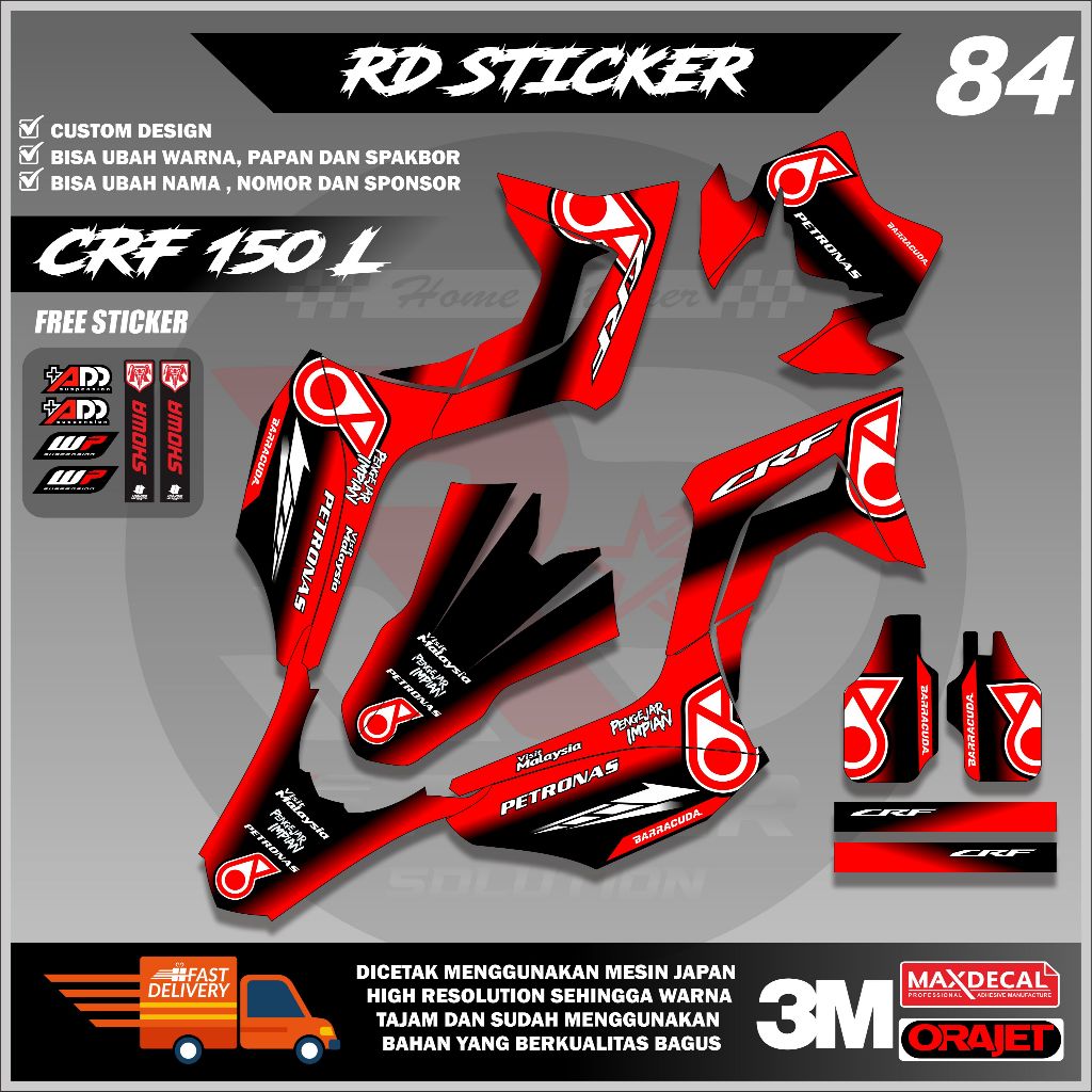 ( RD STICKER ) DECAL HONDA CRF 150L STICKER FULL BODY MOTIF PETRONAS TERBARU BISA REQUEST