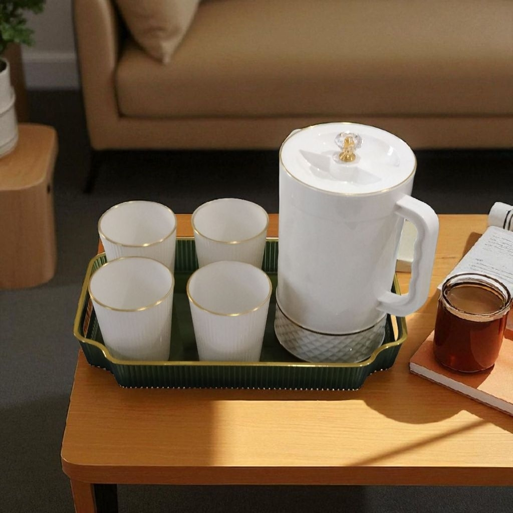 Teko Set Dengan Gelas Minimalis Teko Minum Dengan Nampan Gelas Serbaguna