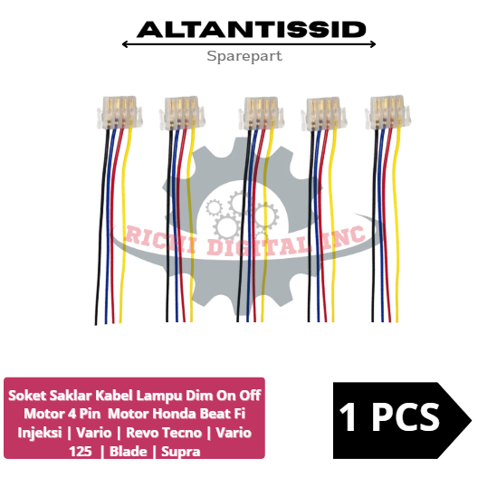 Soket Saklar Kabel Lampu Dim On Off Motor 4 Pin  Motor Honda Beat Fi Injeksi | Vario | Revo Tecno | 