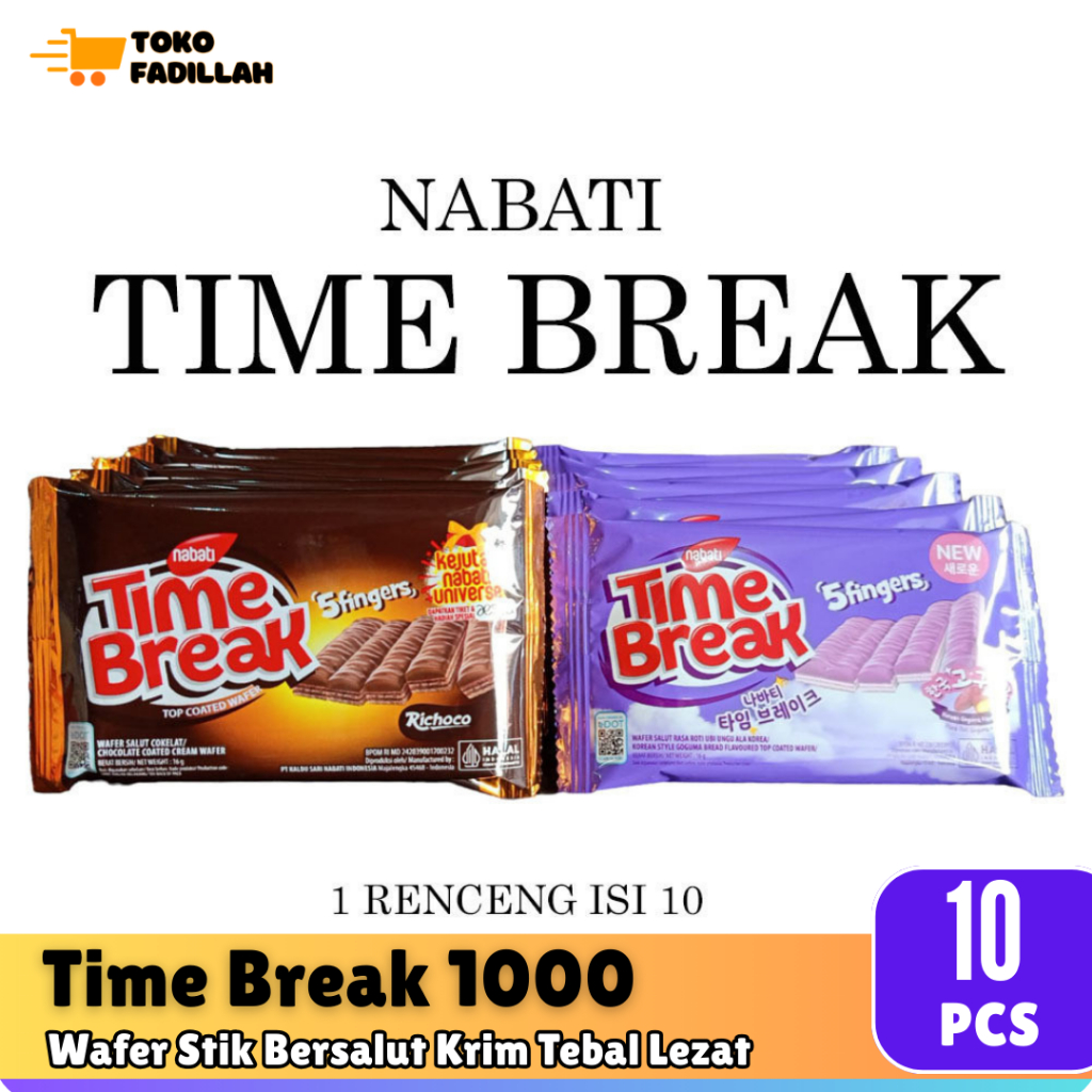 Nabati Time Break 14g x 10 pcs [1 Renceng] - Cokelat & Korean Goguma