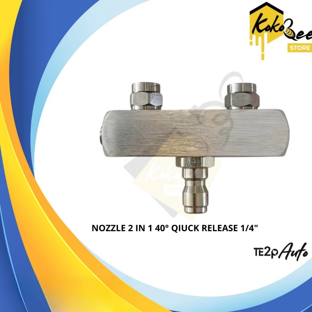 TE2P AUTO Nozzle Tip 2in1 40° Ujung Semprotan Gun Penyemprot Nosel 2 Mata Quick Release Adaptor 1/4"