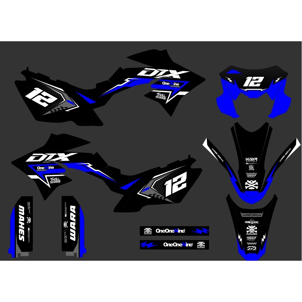 decal full body dtracker variasi striping motif putih biru oren hitam  keren simple D-A4-017