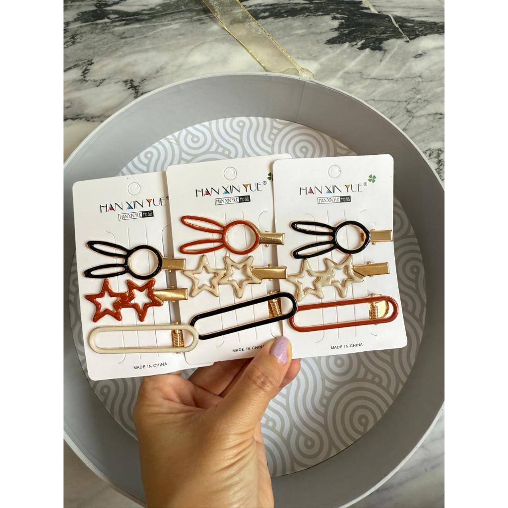aksesories wanita jepit rambut poni BINTANG Jepit RAMBUT isi 3 pcs  wanita motif STAR RABBIT