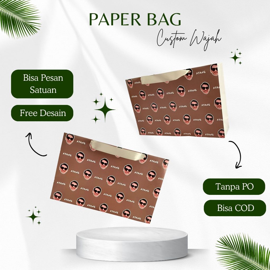 Paper Bag Custom Foto Wajah Bisa Satuan Free Desain Tas Kertas Unik Aesthetic Goodie Bag Hadiah Ulan