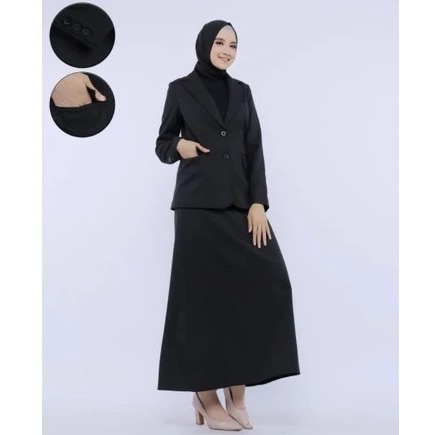 Blazer Formal Wanita Jas Kantor Cewek Hitam Rok / Blazer Wanita Hitam Formal/Rok Span