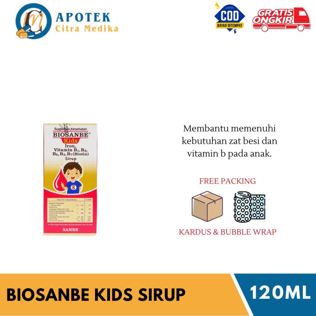 BIOSANBE KIDS (SIRUP 120ML) - MEMENUHI VITAMIN DAN KEBUTUHAN ZAT BESI UNTUK ANAK-ANAK