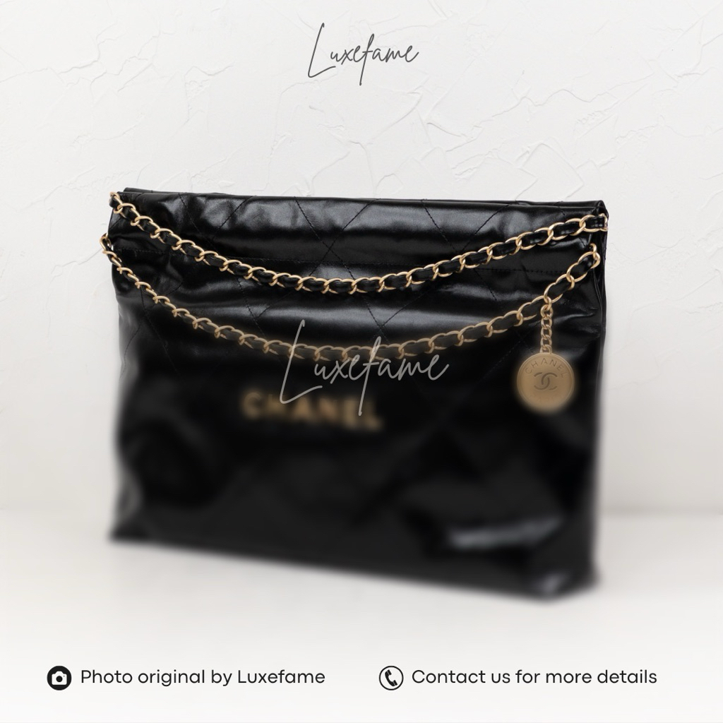 24C 22 Horizontal Bag Lambskin Black GHW
