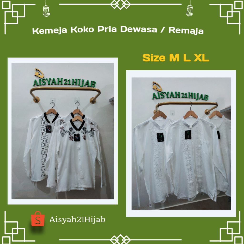 Aisyah21hijab | Baju Koko Lengan Panjang & Pendek | Dewasa & Remaja | White