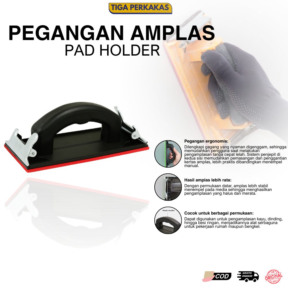 Pegangan Amplas Pad Amplas Tangan Tatakan Gagang Amplas Lembaran Klip Penjepit