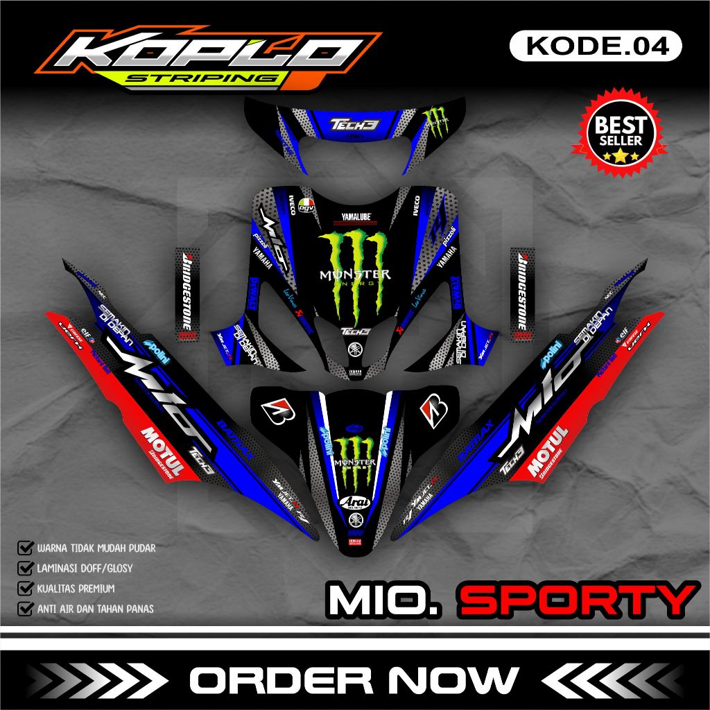 Sticker Striping Decal Full Body MIO Sporty - Stiker Decal Variasi MIO Sporty Premium Racing. KPL.04