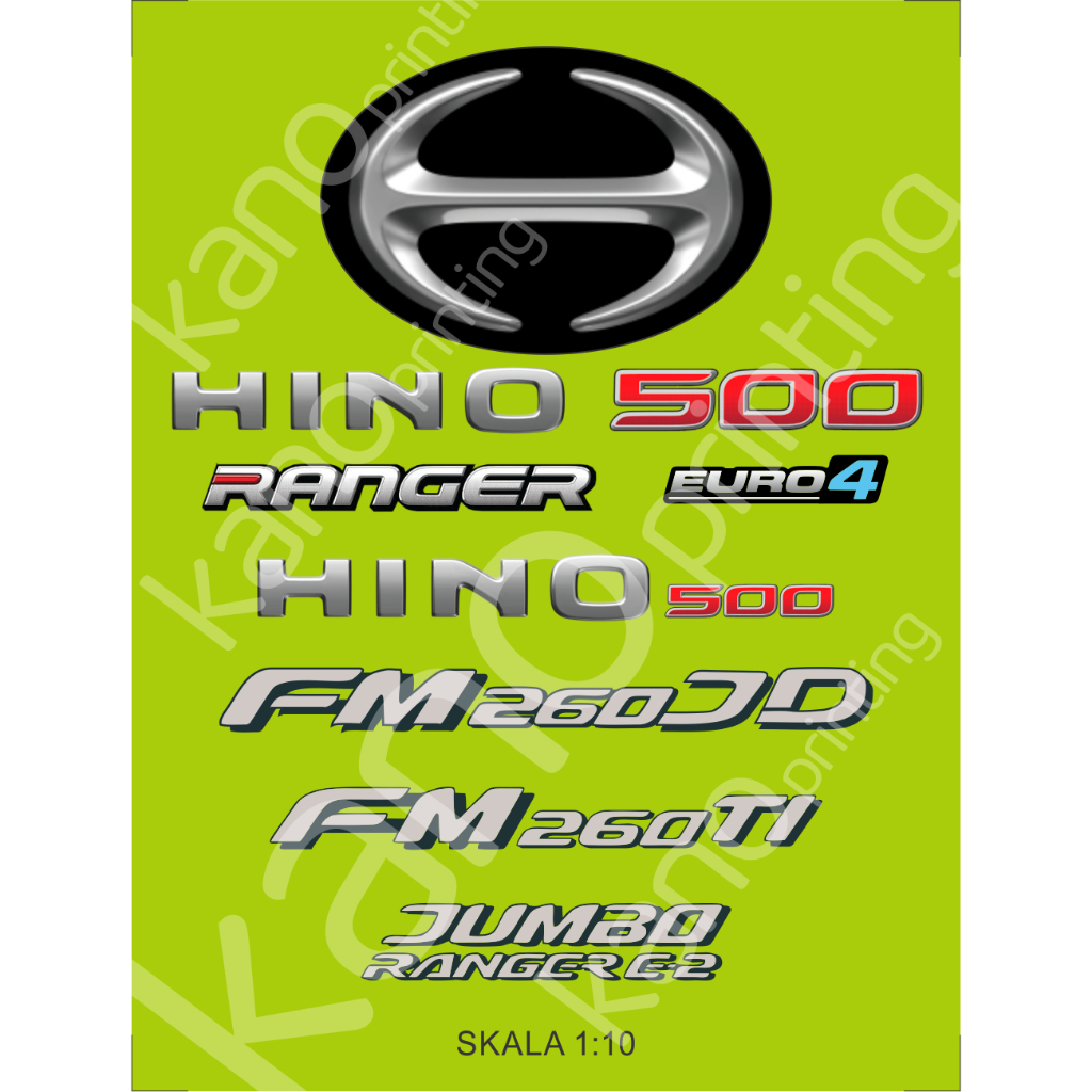 STICKER EMBLEM MINIATUR TRUK HINO 500 RANGER | VINYL TAHAN AIR | SKALA 1:10 1:12 1:14 1:16