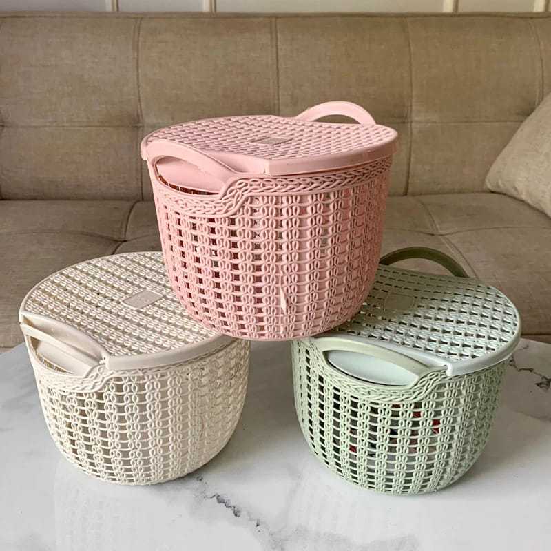 Keranjang Opas Set + Tutup / Keranjang Serbaguna + Tutup / Keranjang Plastik Multifungsi