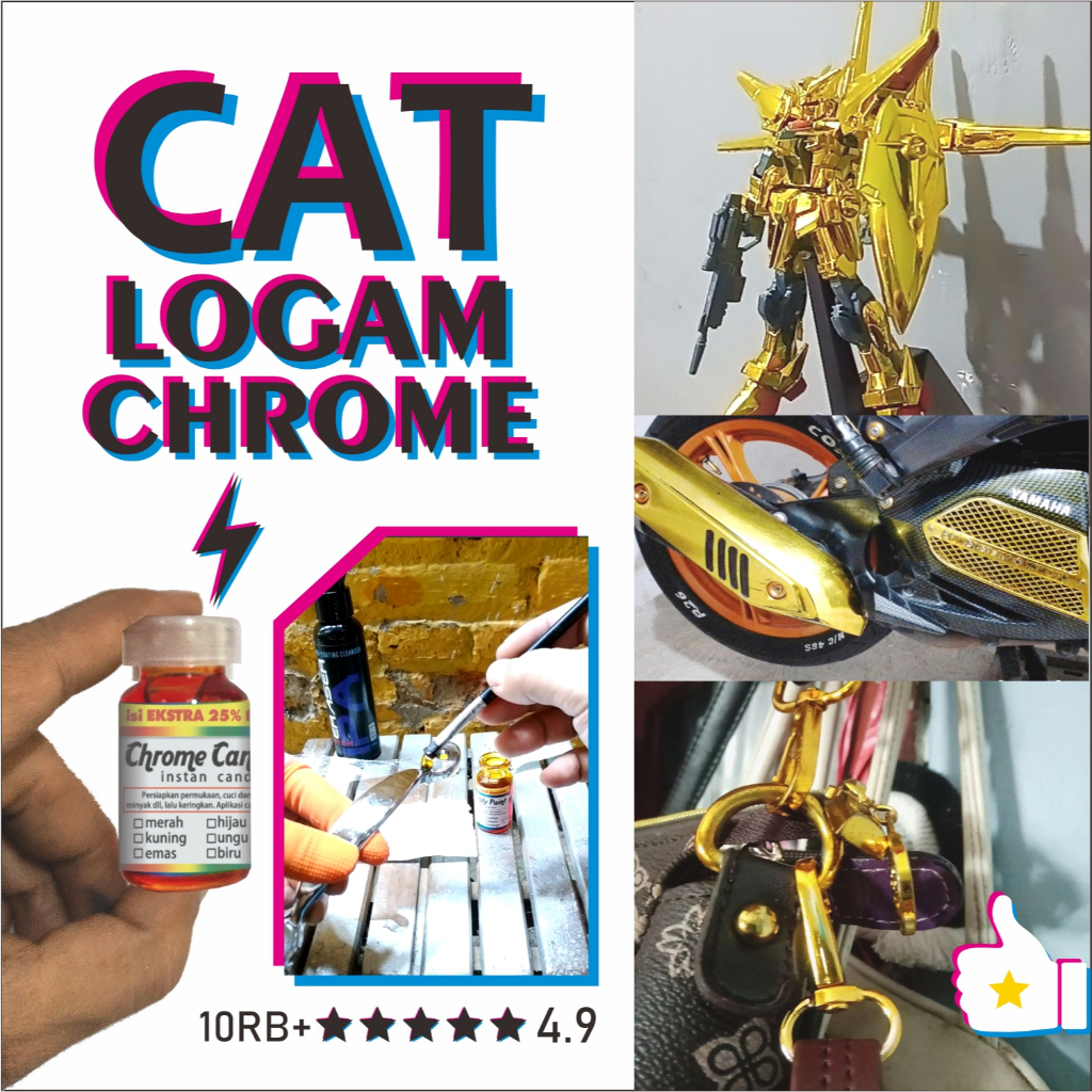 CAT LOGAM CHROME EMAS INSTAN warna warni