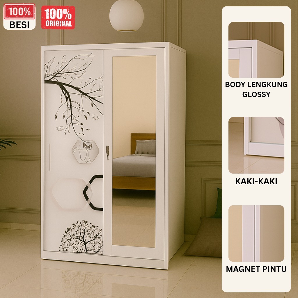 Lemari Baju Sliding - Almari Baju sliding - Lemari Baju 2 Pintu - Lemari baju Sliding kaca.CELINE
