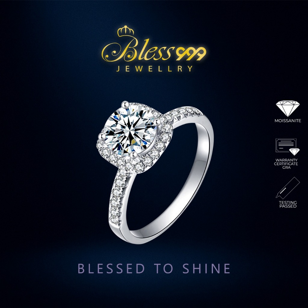 Cincin / Ring Square Moissanite Sertifikat GRA original