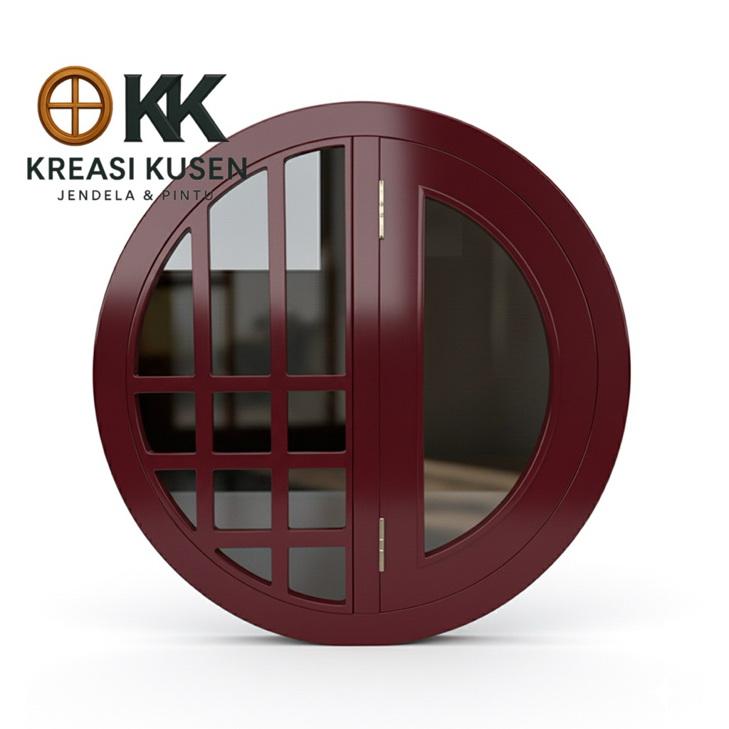 Jendela Bulat Aetestics • Kusen Jendela Bulat Bahan Kayu Jati