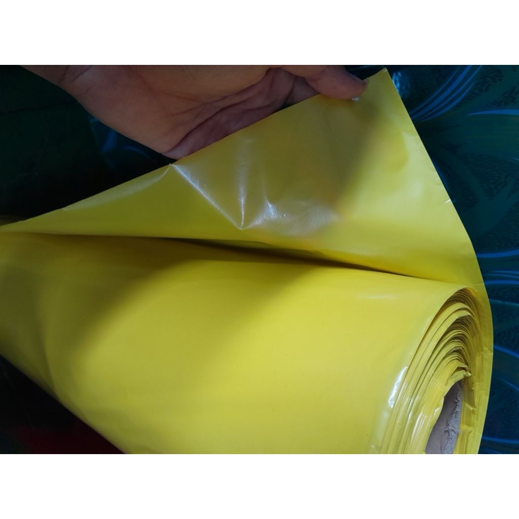 plastik layangan MENGKILAP warna KUNING tebal 45 micron harga per meter