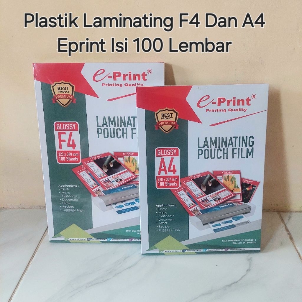 Plastik Laminating F4 Dan A4 Eprint Isi 100 Lembar