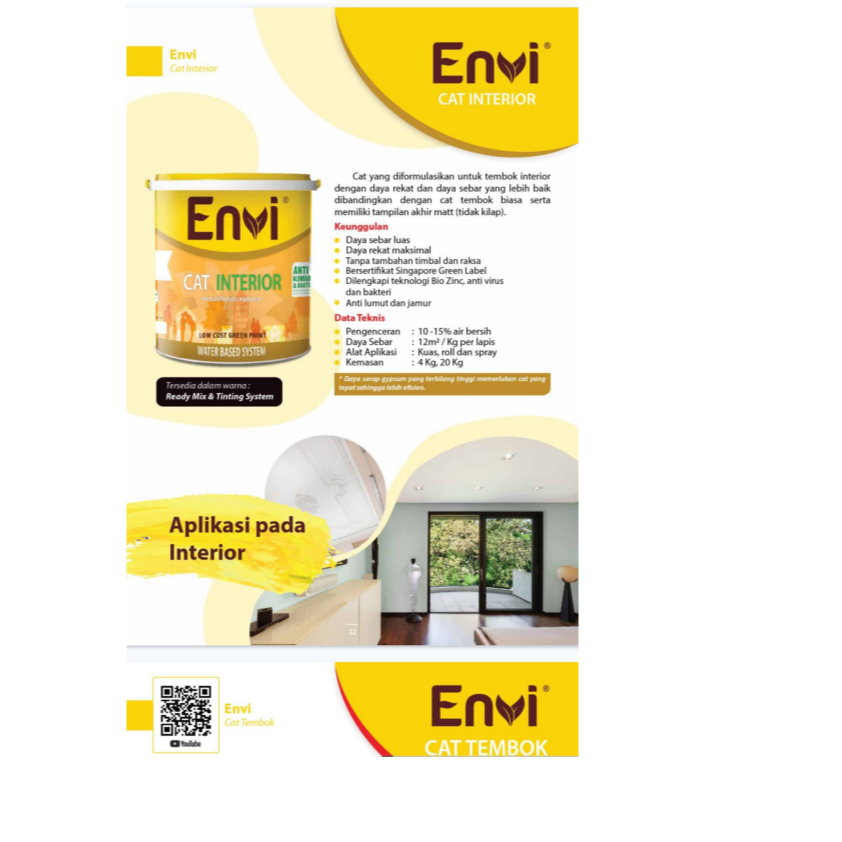 Cat Tembok - Cat tembok ENVI - Cat Envi Interior cat envi cat interior Galon 5KG