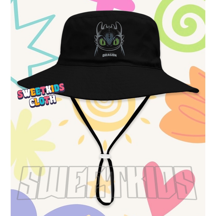 Topi Bucket Rimba Anak Toothless Dragon / Topi Rimba Anak Toothless Baby Dragon