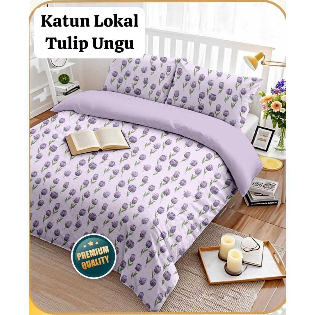 SPREI KATUN LOKAL MOTIF BUNGA [KODE :TULIP UNGU ]