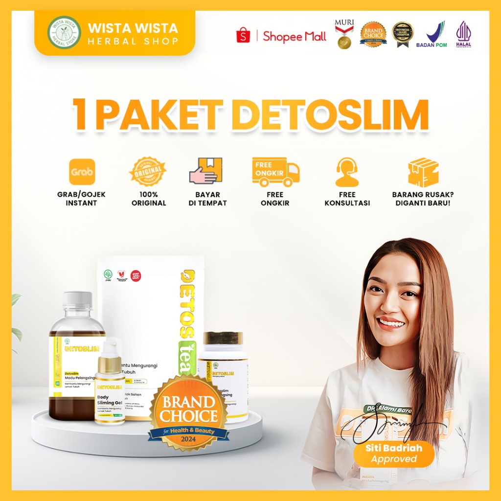 Pelangsing Herbal Detoslim Aman Halal Dan Terdaftar Resmi Di BPOM Tersedia Variasi Madu Kapsul Teh