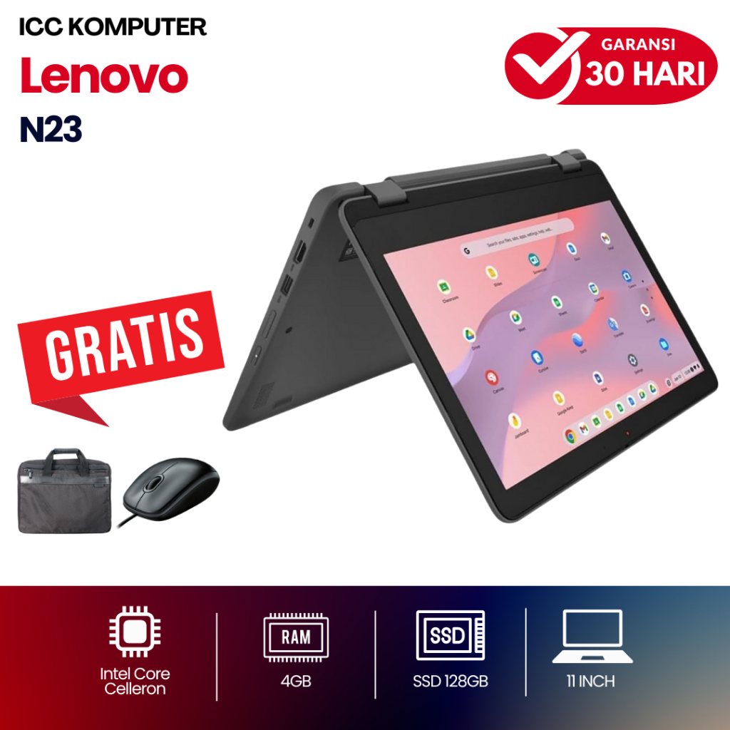Laptop Lenovo Yoga N23 | Yoga 300e 11.6" 4GB 128GB SSD Celleron N3000 Series - Second Murah Bergaran