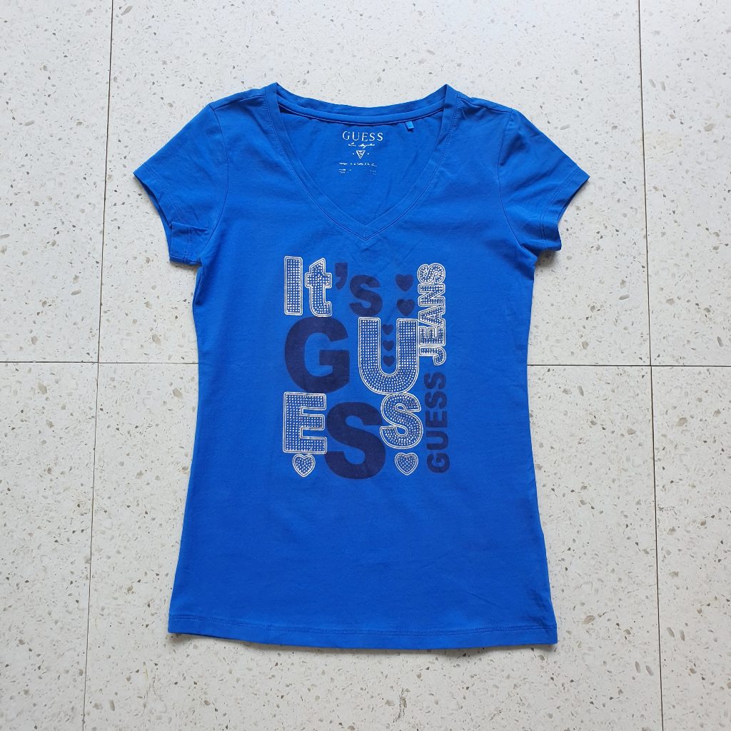 Baju Kaos Wanita Anak Guess Jeans / Size S - LD 39 cm / Bekas - Second - Preloved