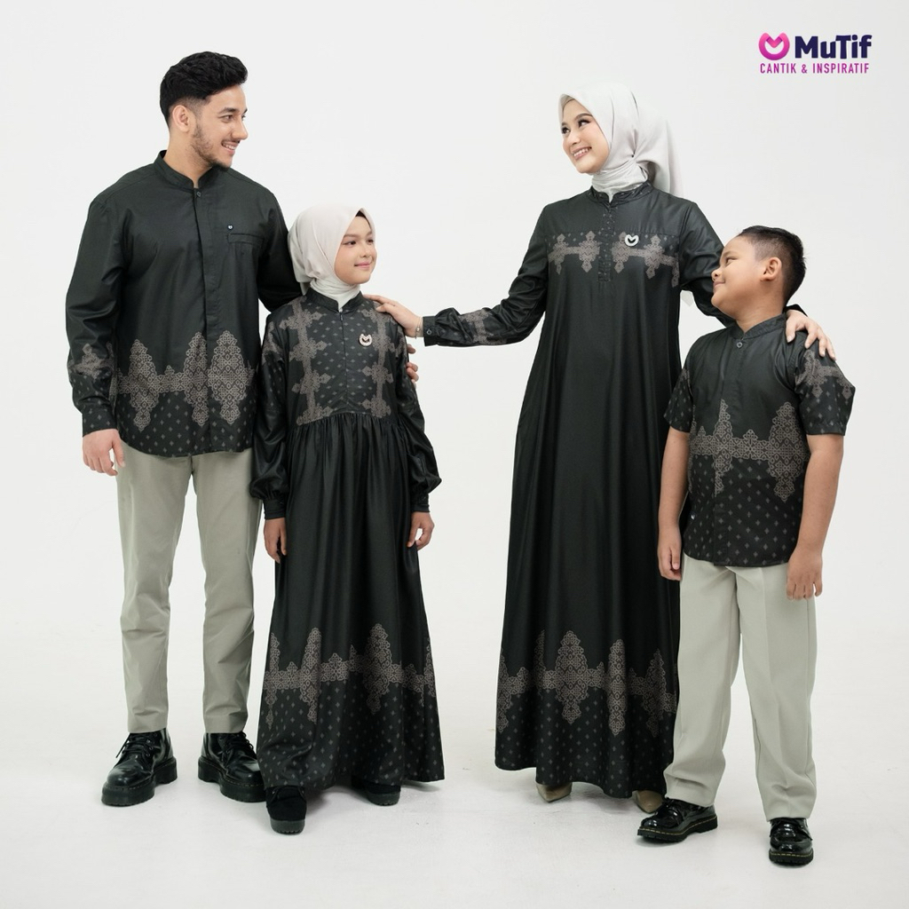 MUTIF SARIMBIT 2026 AZZURA AZZAM Everblack Family Set Muslim Keluarga Gamis Azzura Koko Azzam