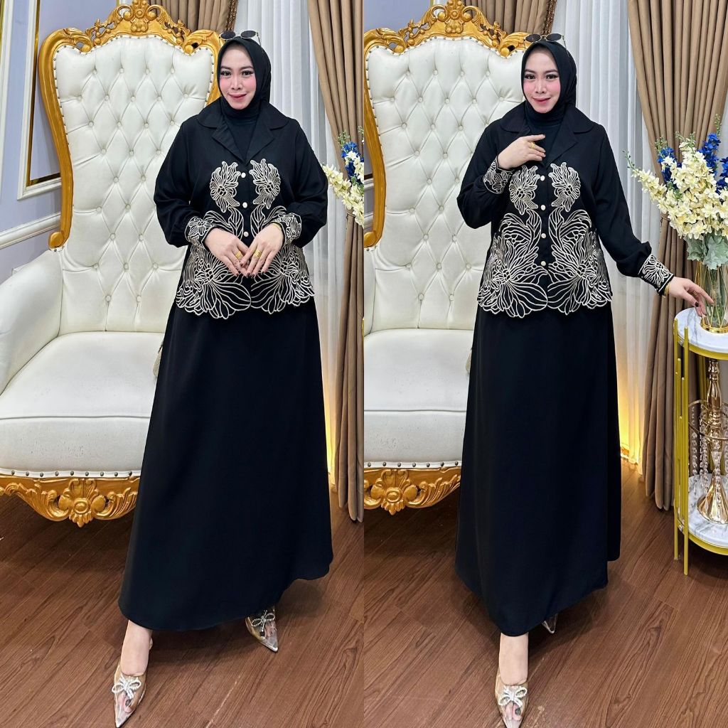 Setelan Rok Terbaru Pakaian Wanita Kekinian Fashion Muslim Baju Modern Setelan Bordir Terbaru 2025