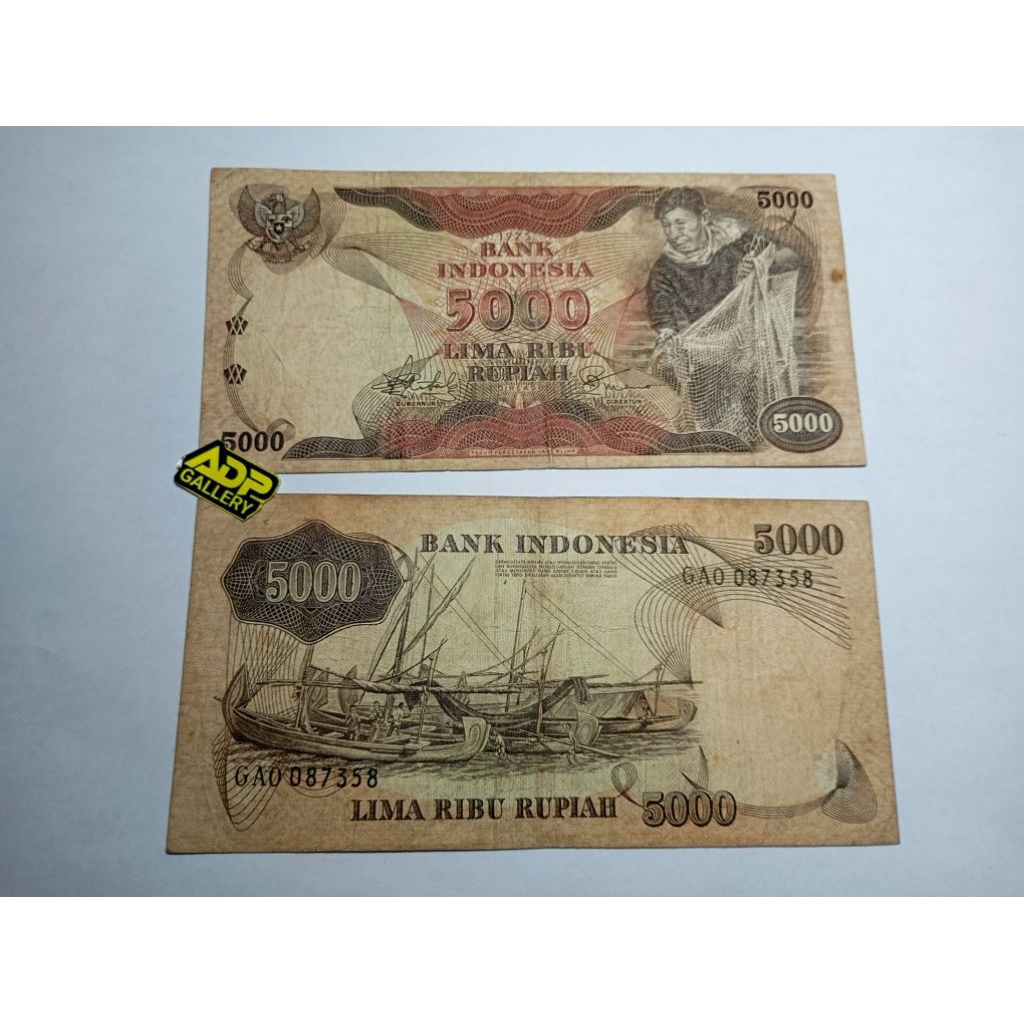 Uang kuno Asli indonesia 5000 Penjala Ikan original