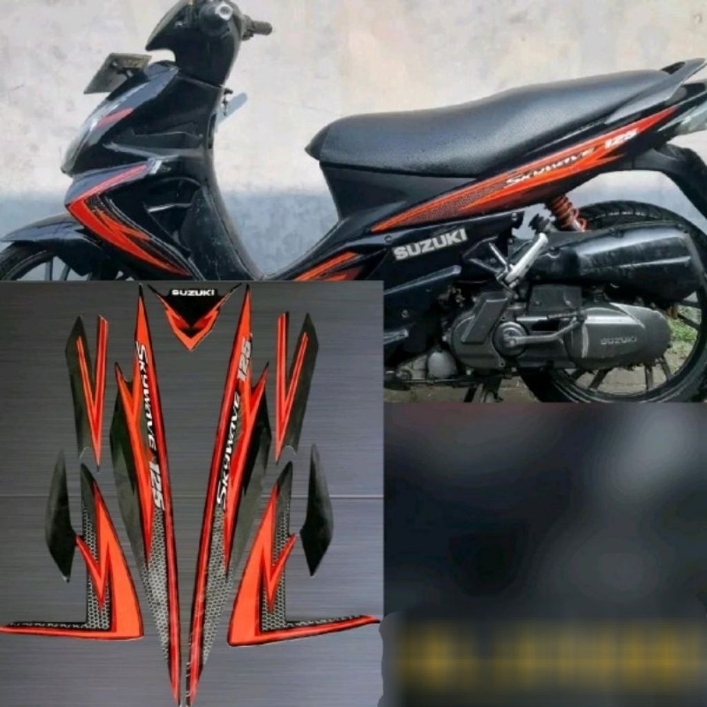 Sticker Lis polet striping motor Suzuki Skywave 125 2008 2009 full hitam Sticker Lis decal Standar o