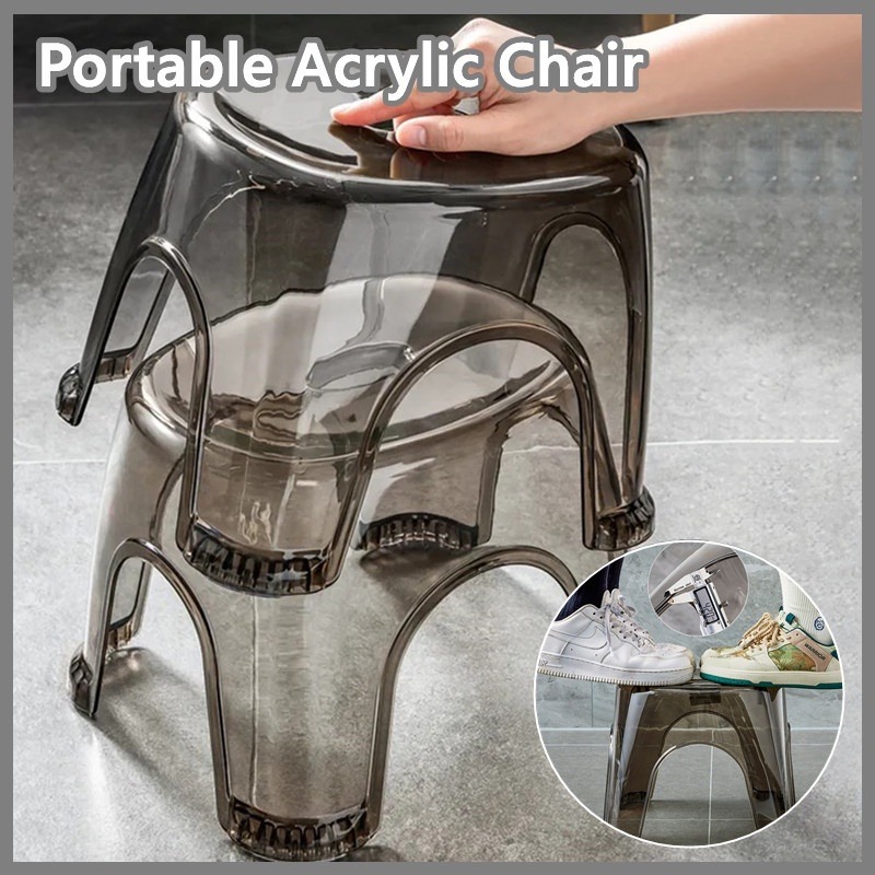 Bangku Akrilik Transparan Kursi Mini Akrilik Bangku Kamar Mandi Ruang Tamu Kamar Tidur Santai Kursi 