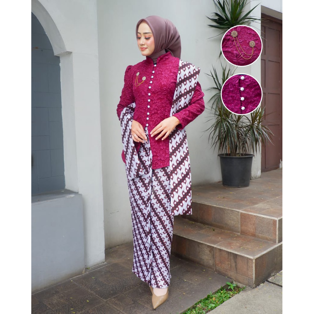 kebaya fukuro encim fukuro jaguar satu set rok batik selendang | kebaya pesta pernikahan kebaya wisu