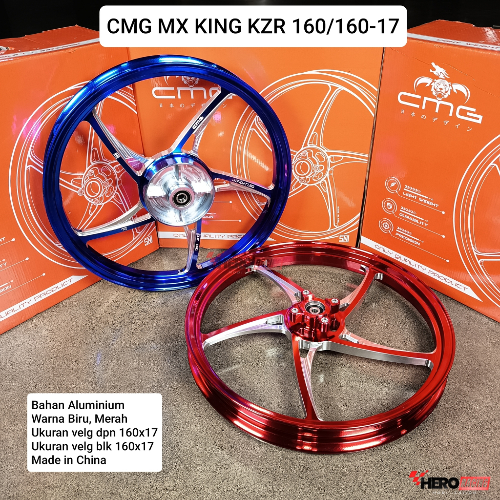 CMG VELG MOTOR YAMAHA MX KING KZR 160/160 RING 17 PELEG VELEG WARNA BIRU; MERAH ALLOY CNC
