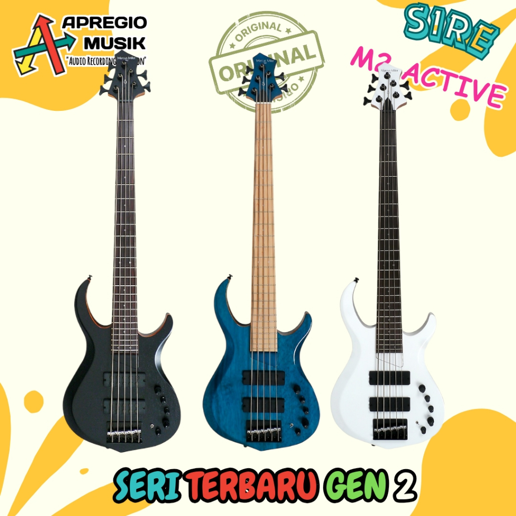 Sire M2 Marcus Miller M2 Blue black white active bass 5 string Electric Bass Original