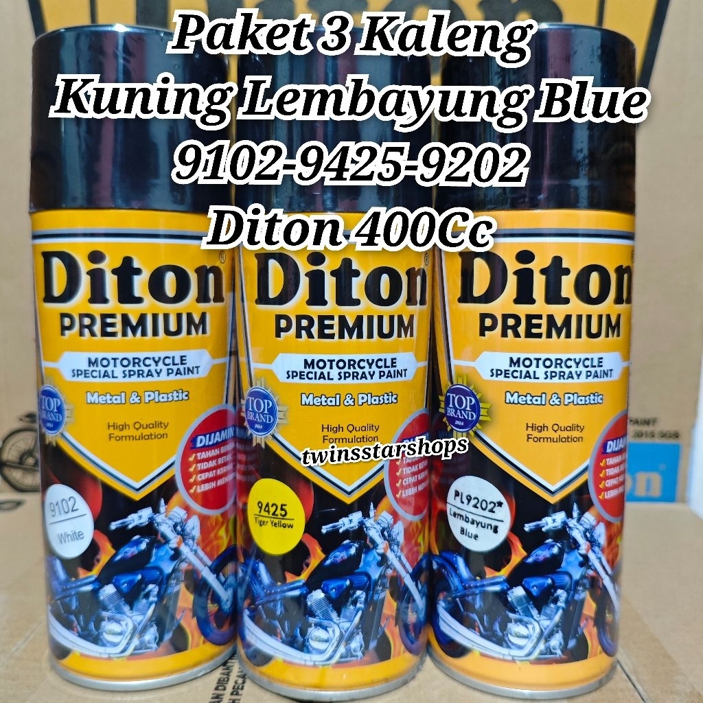 Pilok Pylox Cat Diton Premium Paket 3 Kaleng Kuning Lembayung Blue 9202 Tiger Yellow 9425 Putih Whit